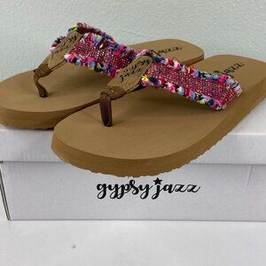 Gypsy Jazz Cha Ching Pink Multicolor Flip Flop NWT